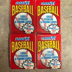 1991 Fleer Baseball MLB Sports Cards - 4 Packs